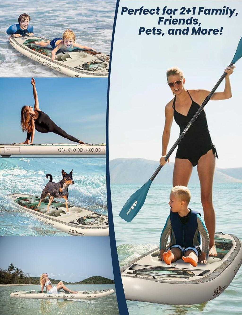 ABBOARD Inflatable Stand Up Paddle Board - Extra Wide Fishing Paddleboard with Sup Accessories Youth/Adults