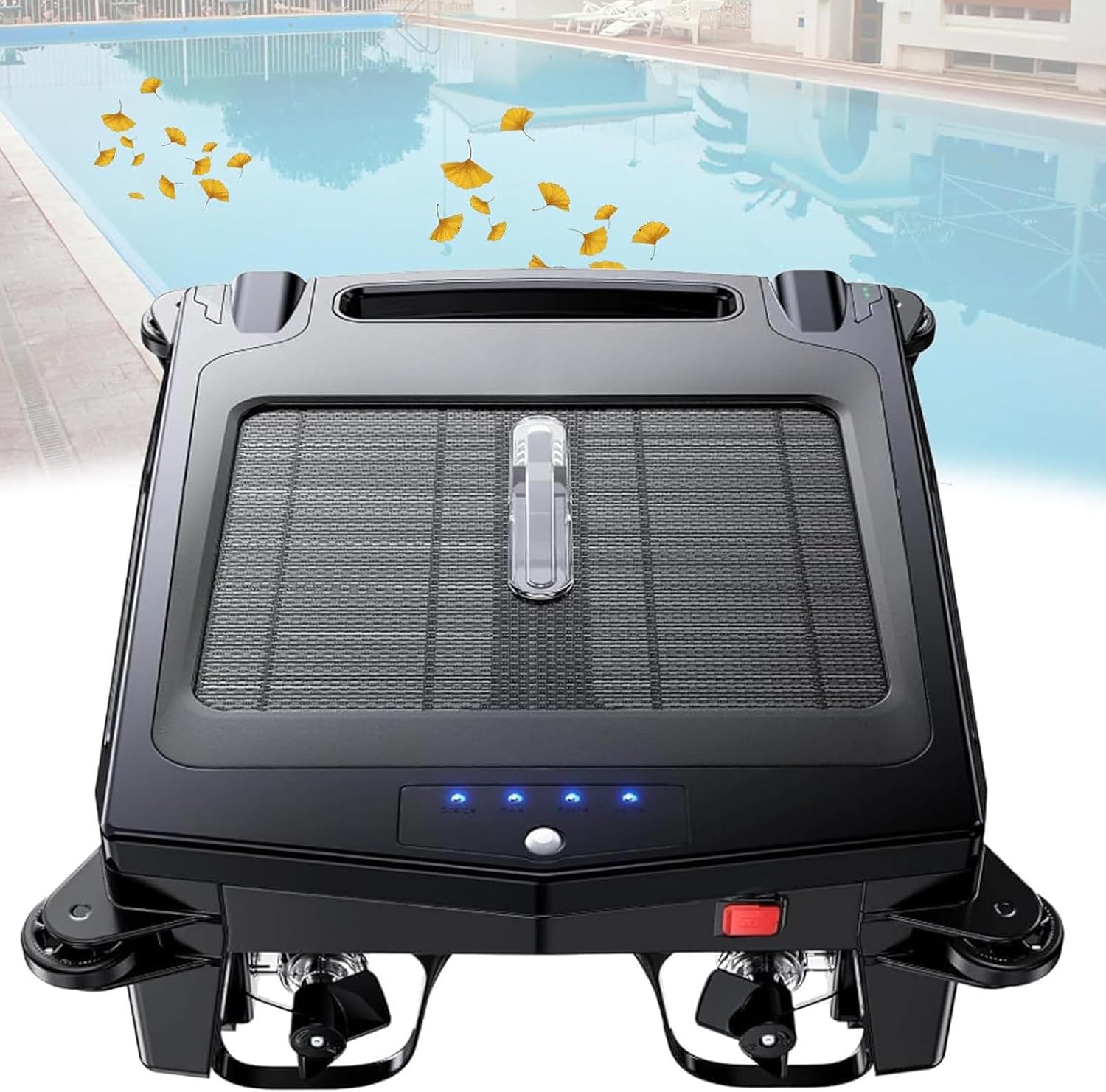 Pool Skimmer Robot with Solar Panel Automatically Design, Pool Skimmer Robotic, Twin Motors Automatic Pool Skimmer