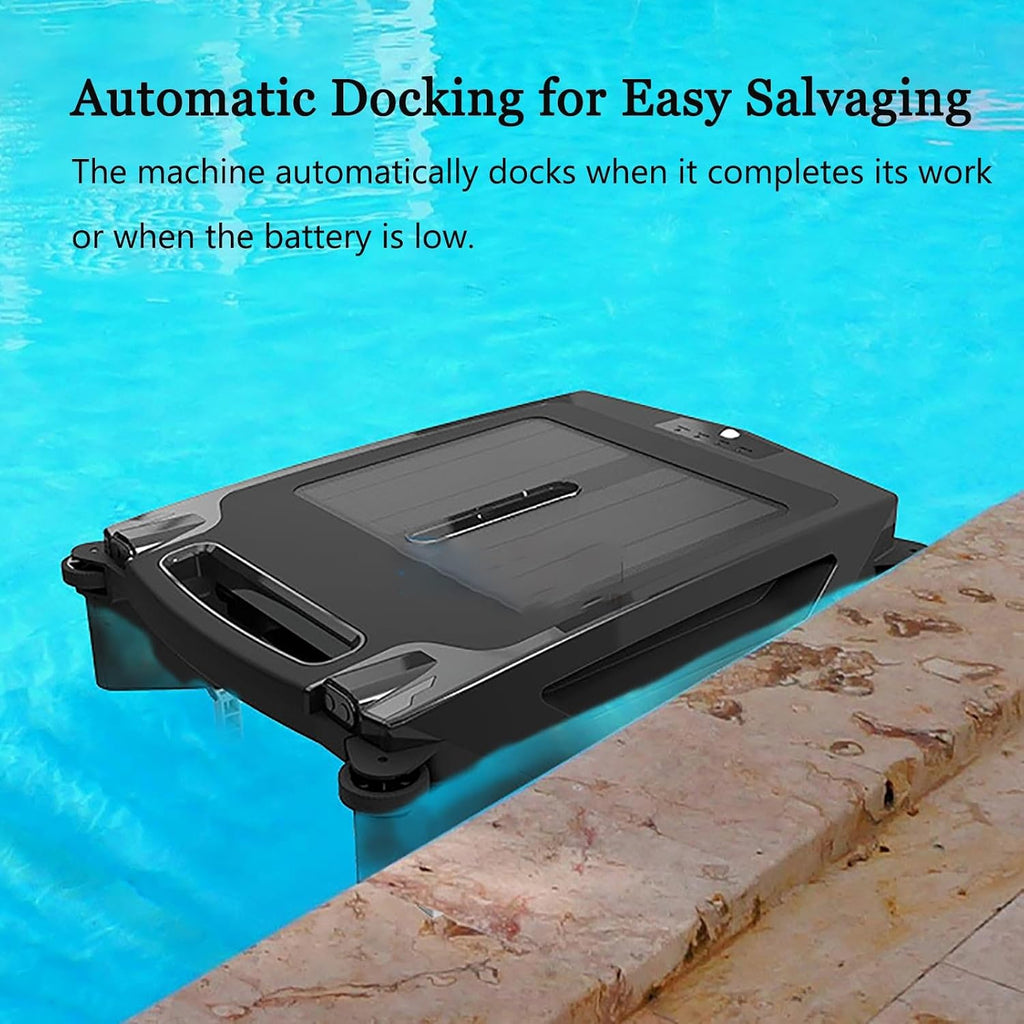 Solar Pool Skimmer, Pool Robot, Cordless Pools Vacuum, Pools Vacuum with Wall Climbing, Intelligent Route Planning, for All Types & Water Surface Cleaning