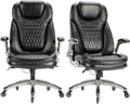 COLAMY High Back Executive Office Chair (Set of 2), Ergonomic PU Leather Desk Chairs with Flip-Up Arms and Upgraded Swivel Casters, Comfortable Computer Chairs for Home Office – Black