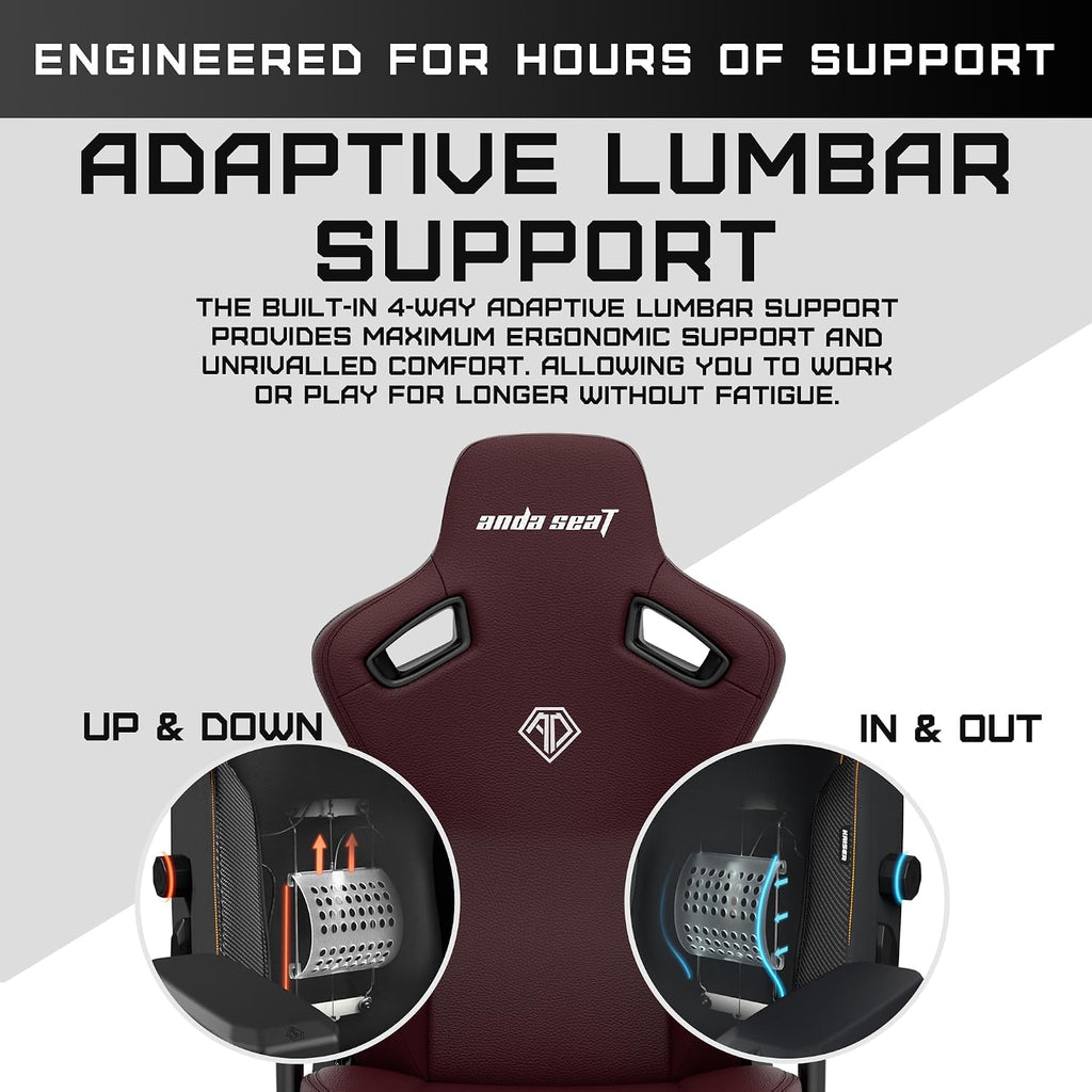 Anda Seat Kaiser 3 Large Gaming Chair for Adults - Ergonomic Maroon PVC Leather Gaming Seat with Lumbar Support, Comfortable Office Chair with Neck Support - Heavy Duty Wide Computer Seat