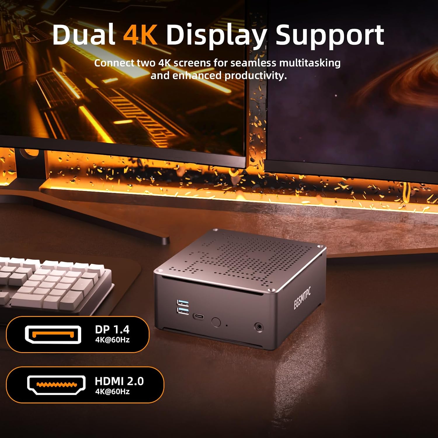 Mini PC Computer，Intel Xeon E-2176M (Up to 4.4GHz)，16GB DDR4 RAM, 512GB PCIe SSD, Mini Computer Supports 4K Dual Screen Display/WiFi6/BT5.2/Dual Gigabit LAN/VESA
