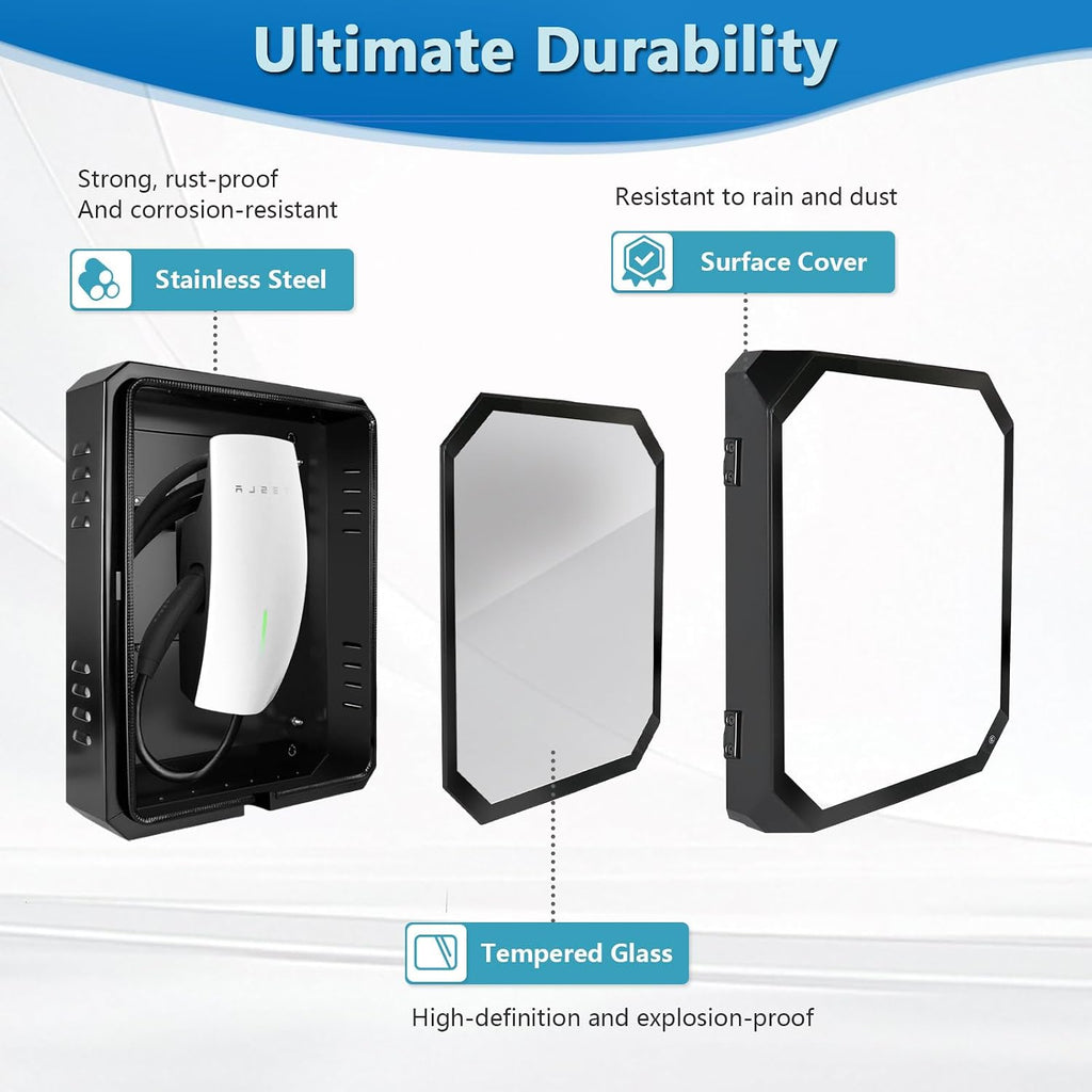 Outdoor Charger Station Cover Box fit for Tesla gen 3th Wall Connector & Most EV Charger, Waterproof （with Upgraded Sealing Gasket） Dustproof (for Outdoor ONLY) Wall Mount Charger Enclosure