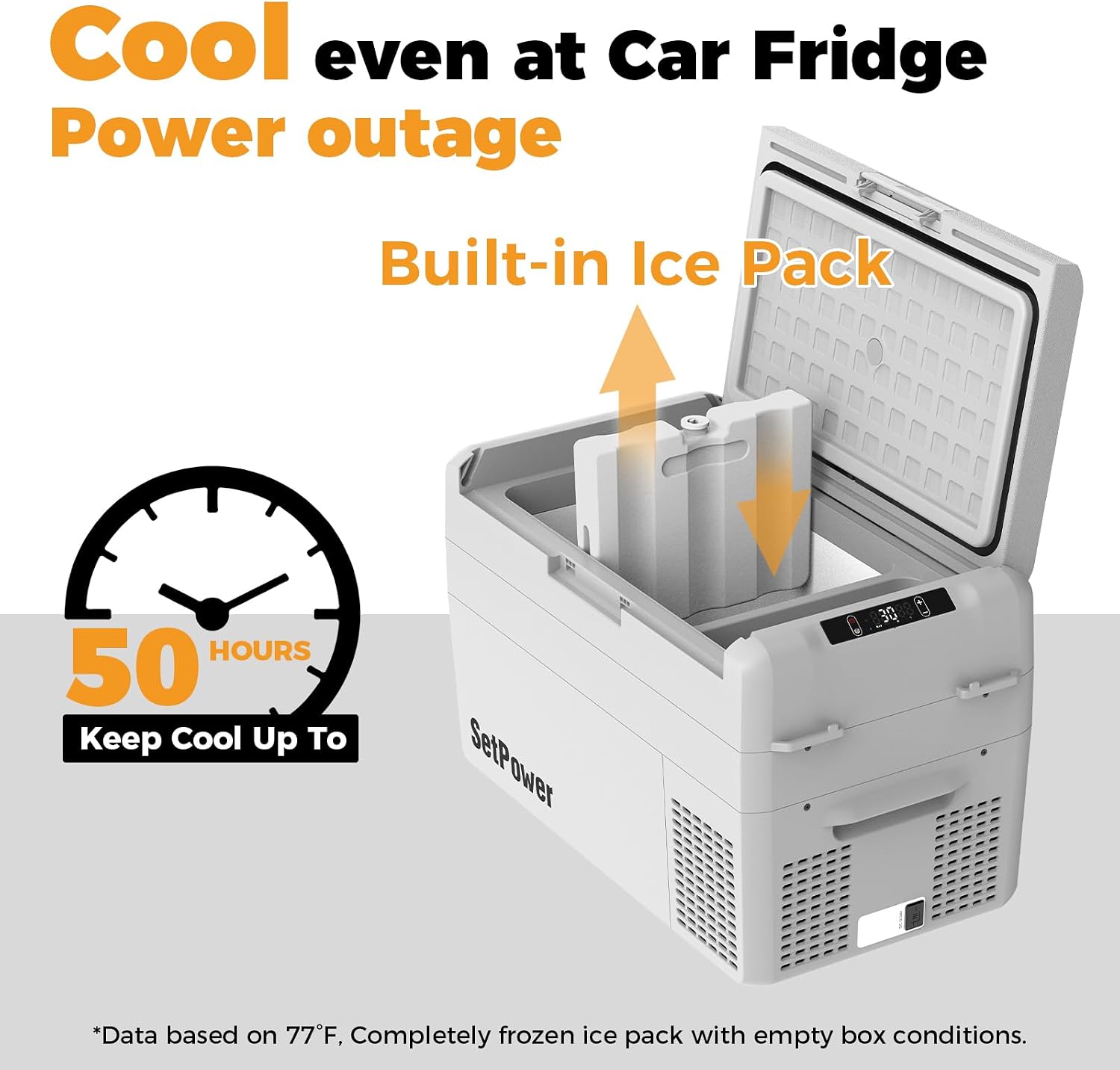 Setpower Car Refrigerator 50 Hours Backup Cooling 27 Quart 12 volt Fridge Portable Car Freezer 12V Coolers for Vehicles Electric Cooler for Car Camping Truck Van RV SUV Road Trip Travel (RF25 Grey)