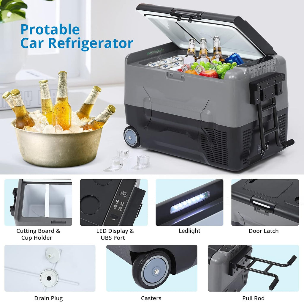 Portable Car Refrigerator/Freezer Electric Cooler Car Fridge, 12V Fridge for Car, 37 Quart -4℉-68℉ Portable Refrigerator for Home, Bar, Camping, Travel, Fishing, Outdoor