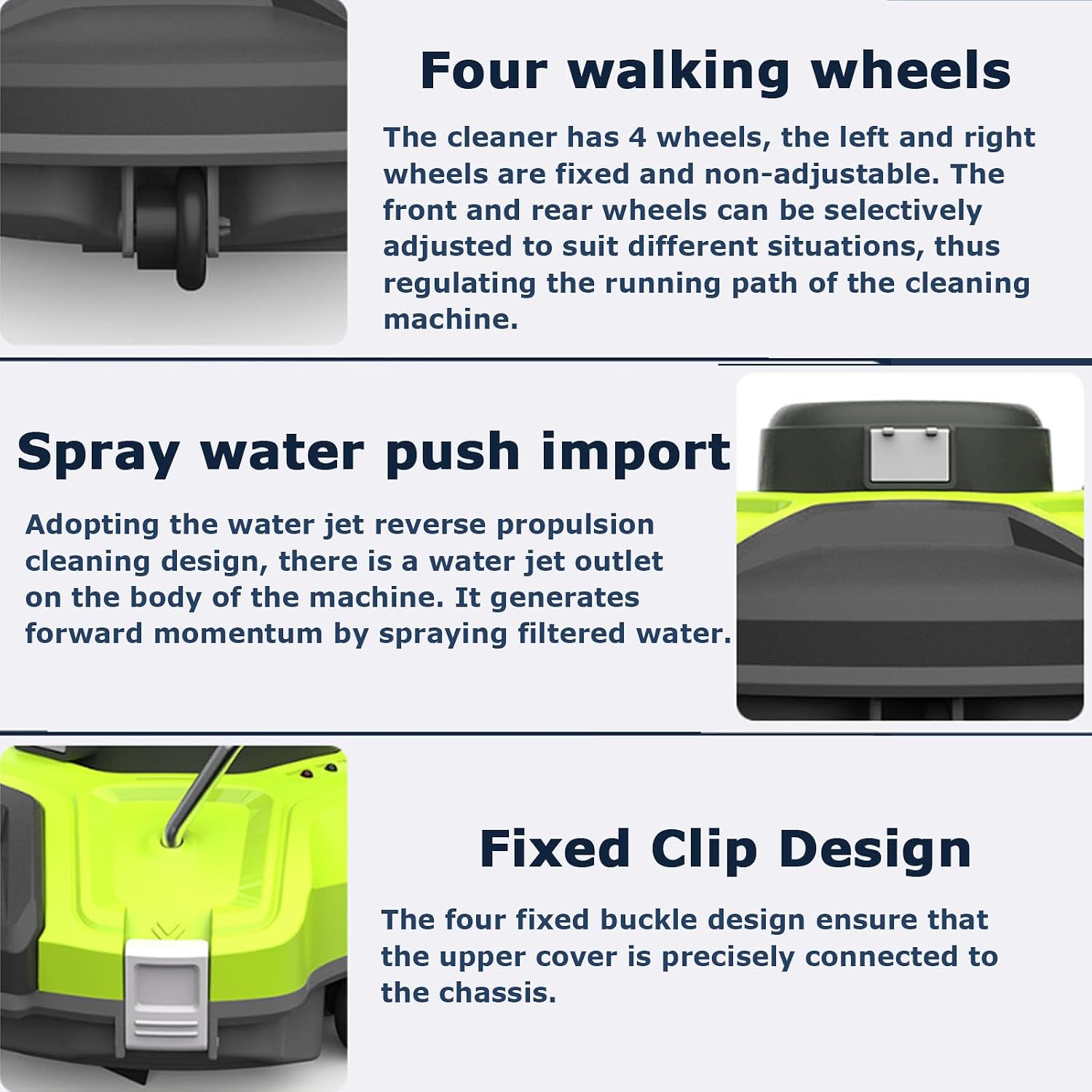 Automatic Pool Cleaning Robot, Wall Climbing Cordless Pool Cleaners with Ultra Fine Filters and Top Handle, Intelligent Pool Cleaner for Above Ground Inground Pool