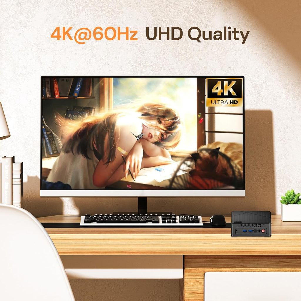 wo-we P6 Mini Desktop Gaming PC AMD Ryzen 5 3500U, Beats N150/4300U/3200U（4C/8T,Up to 3.7GHz,8GB DDR4 RAM 256GB M.2 2280 SSD, Support Dual 4K, WiFi5 BT5.0 Ethernet HTPC for Business, Education, Home