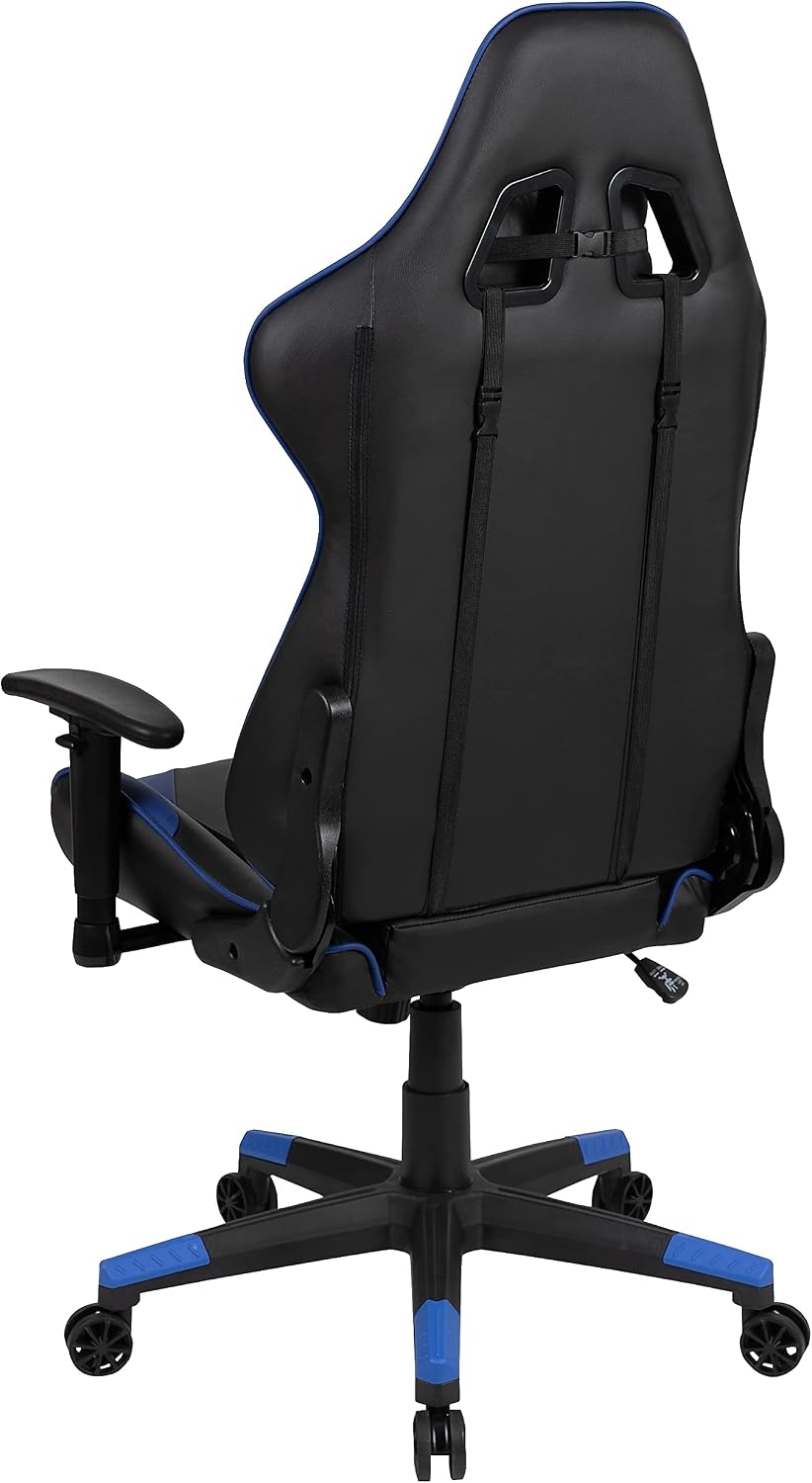 Flash Furniture X20 Gaming Chair Racing Office Ergonomic Computer PC Adjustable Swivel Chair with Fully Reclining Back in Blue LeatherSoft