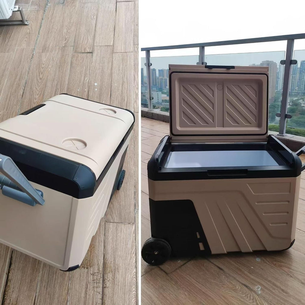 Car Fridge Cooler Wheels Portable Mini Fridge 35L with Handle and Wheels Refrigerator/Freezer Switchable 12/24V DC 110-220V AC Removable Lid -20°C to 20°C