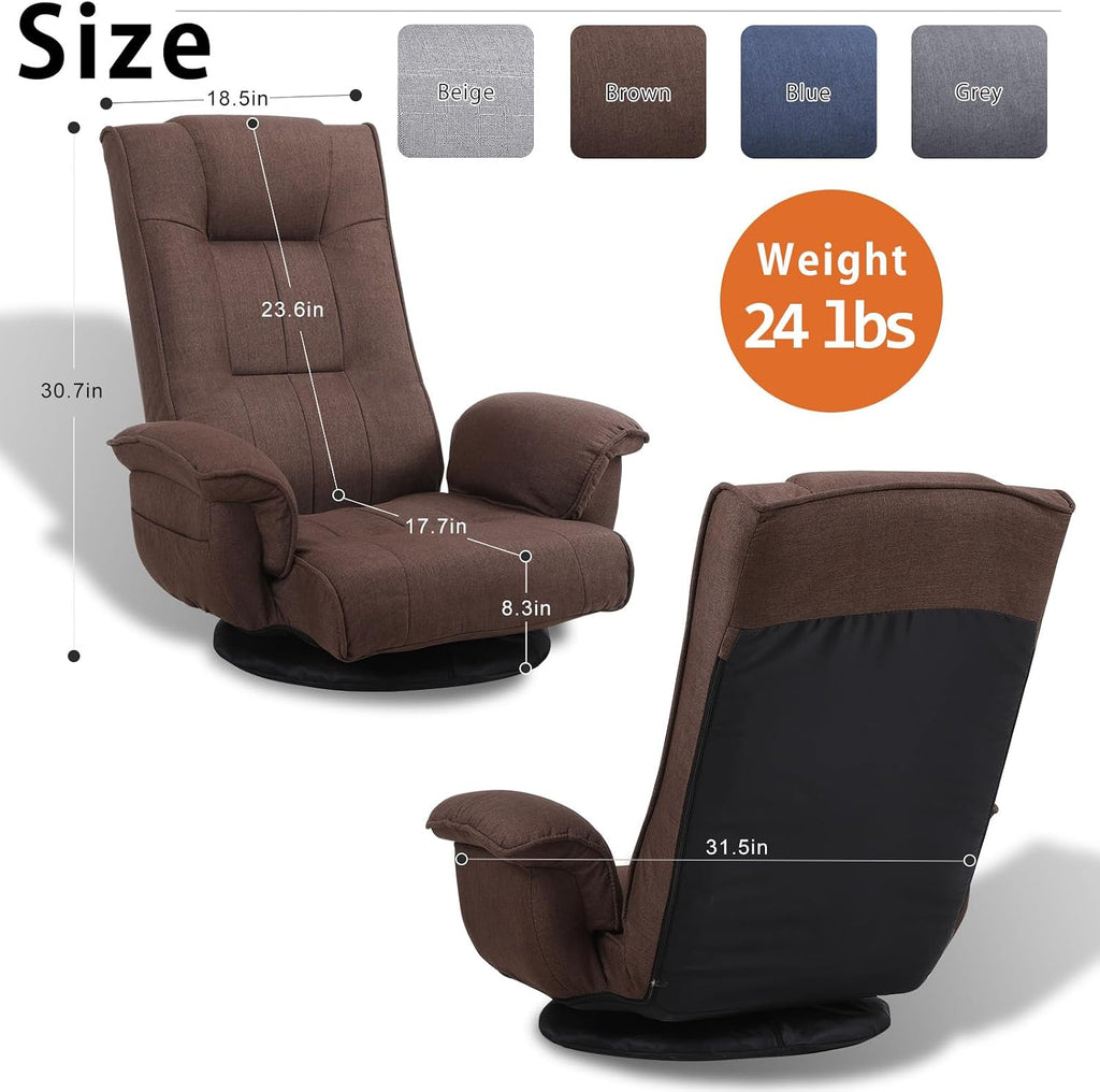 360 Degree Swivle Adjustable Floor Chair, Chaise Lounge Indoor, Folding Lazy Sofa with Armrests and Side Pocket Adults Gaming Chairs for Living Room, Bedroom Factory Price 201 (CO)