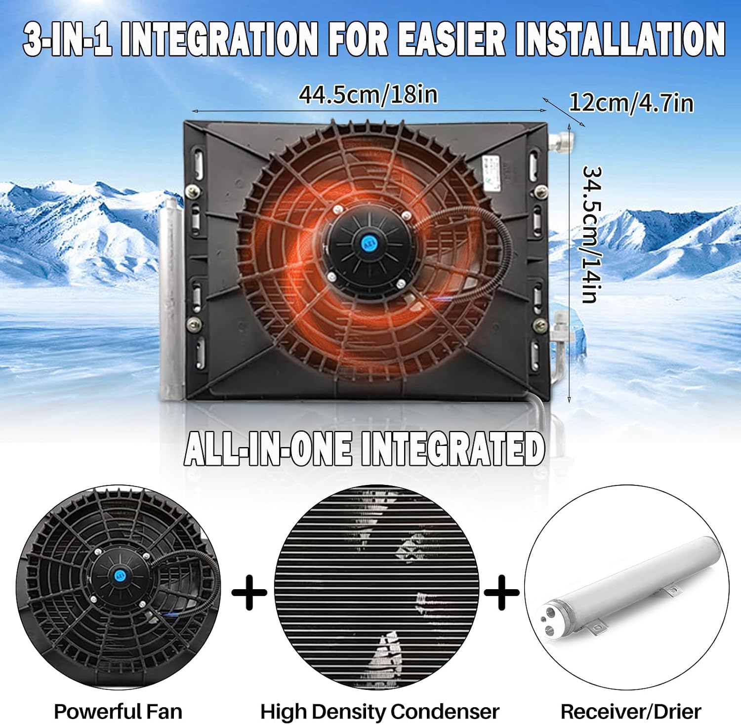12V 12000 BTU Under Dash Air Conditioner with Heating, Universal 12 Volt A/C Kit System, Electric 12V DC Underdash AC Unit Quiet, Fast Cooling for Classica Car, Automotive, Truck, ATV, Pickup,Tractor
