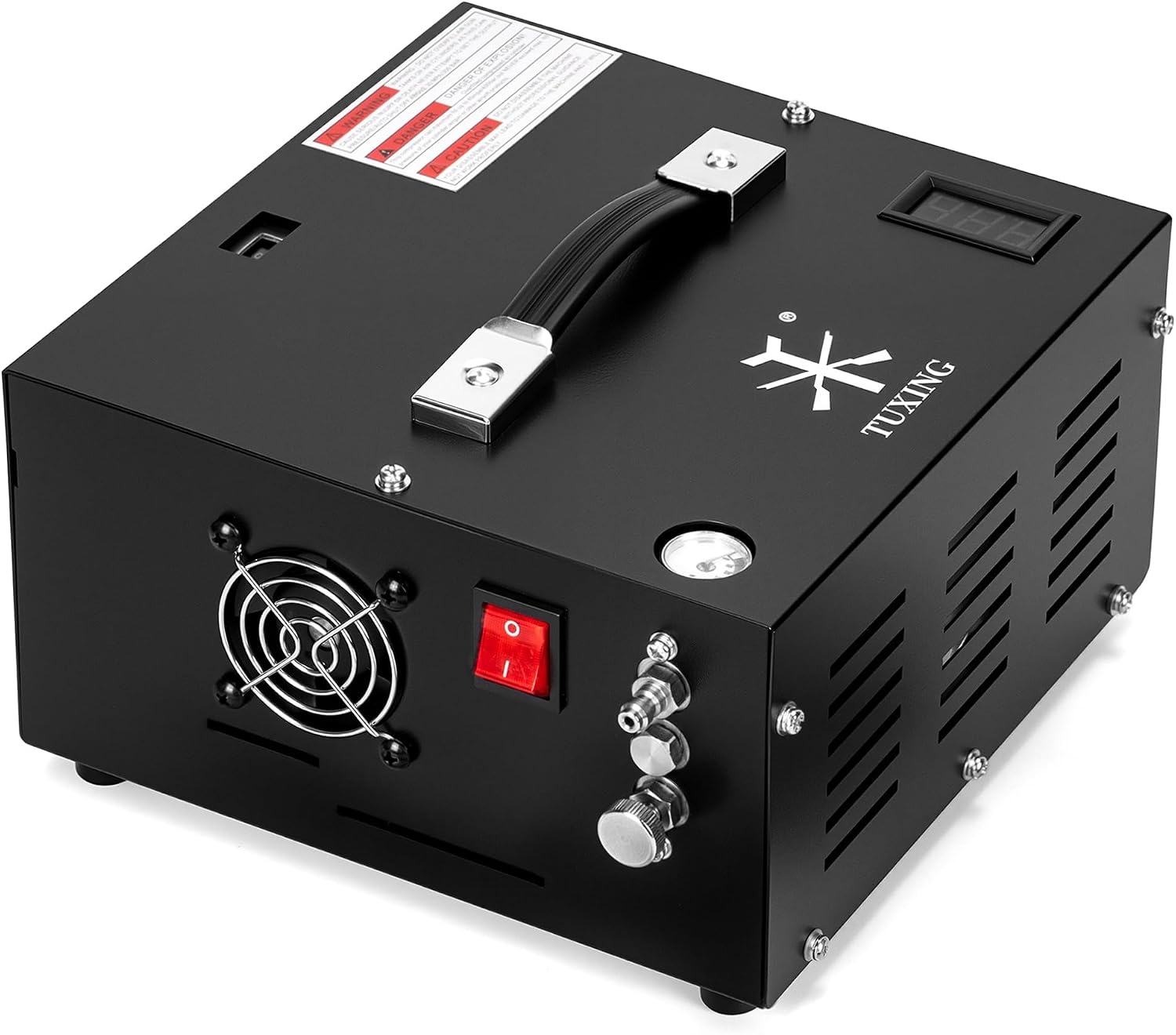 TUXING 4500Psi Pcp Air Compressor | 30Mpa 300Bar High Pressure Air Pump | Oil/Water-Free | Powered by Car 12V DC or Home 110V AC with Converter | Pump for PCP Air Rifle,Paintball Airguns