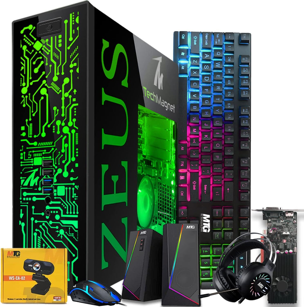 TechMagnet Gaming Desktop PC, Intel i5 6th Gen, Zeus Pro 6, GT 1030 2GB DDR5, 16GB RAM ARGB, 256GB SSD, RGB Kit, Windows 11 (Renewed)