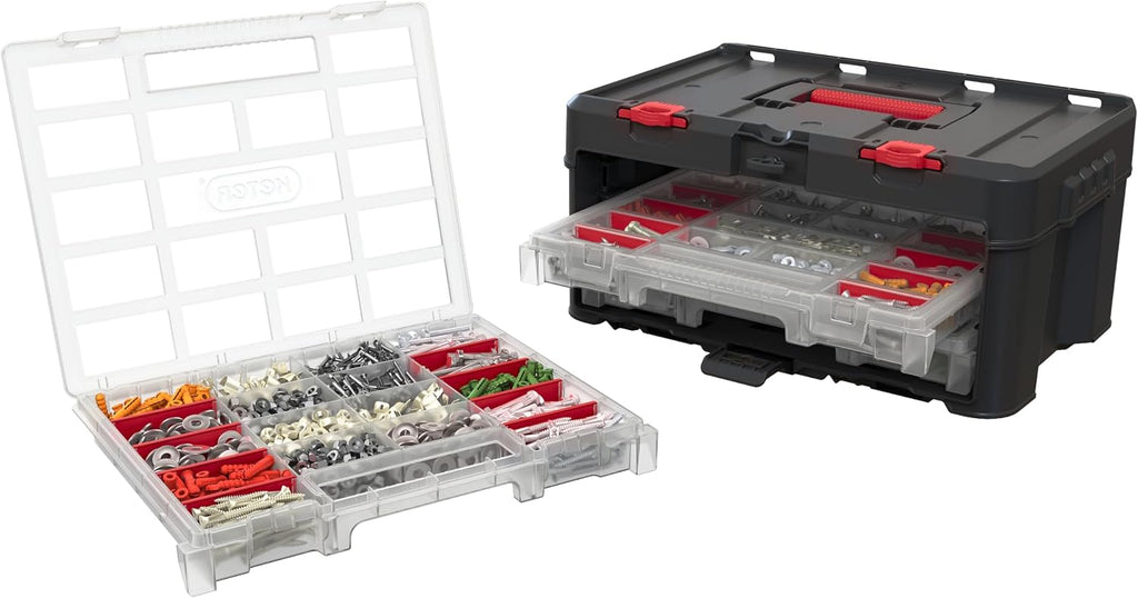 Keter Stack n' Roll Modular DIY 3 Organiser Set, Stackable, Lightweight, Durable, Water Resistant, Black