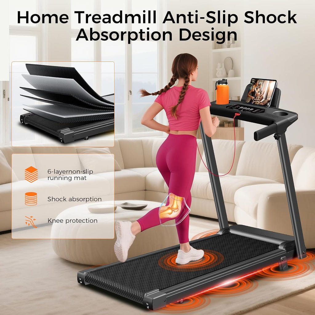 Aiteid Treadmill with Incline,3.0HP Small Treadmills for Home,Portable Electric Treadmill with Handles,Lightweight Walking Pad,Compact Running Treadmills,Walking Pad with Handle,300LBS Capacity