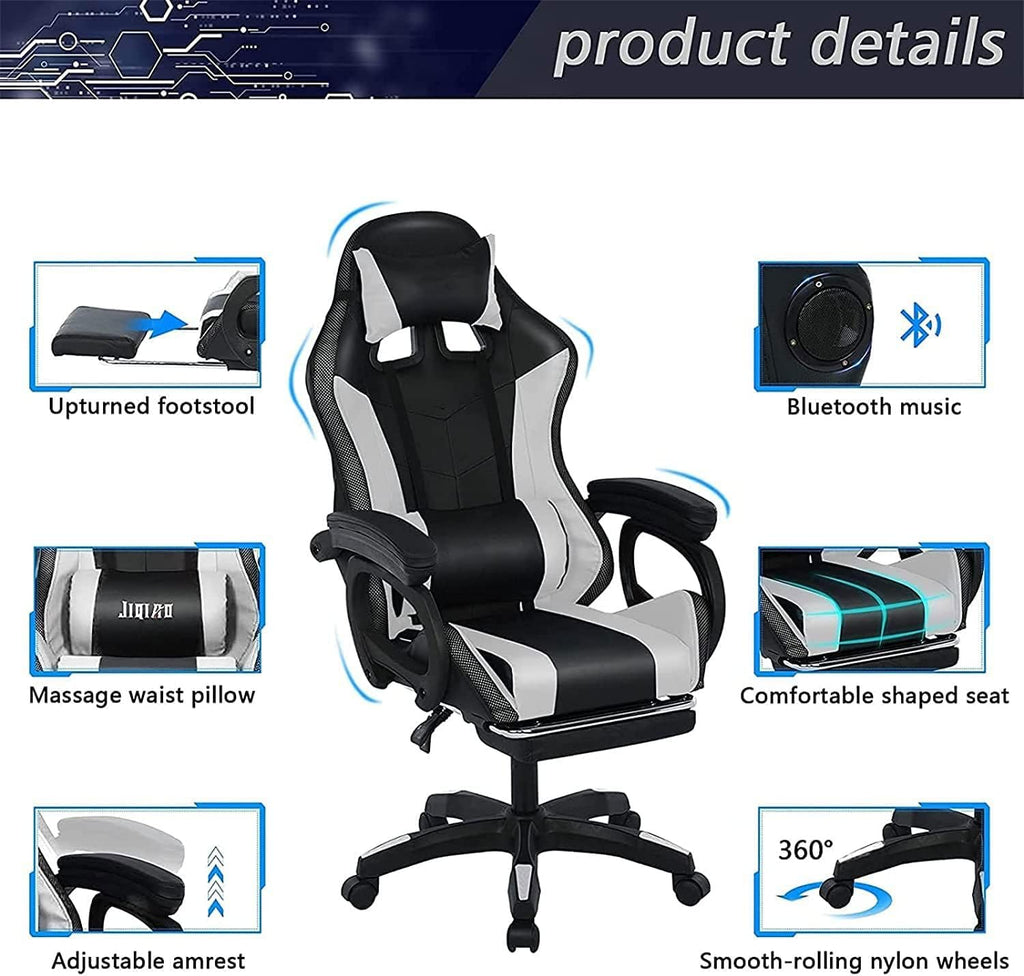 Ergonomic Massage Gaming Chair, Office Chair with Lumbar Support and Footrest, Video Gaming Chair with RGB Lights and Speakers, Adjustable Linkage Armrests and Backrest PC Chair.,Red