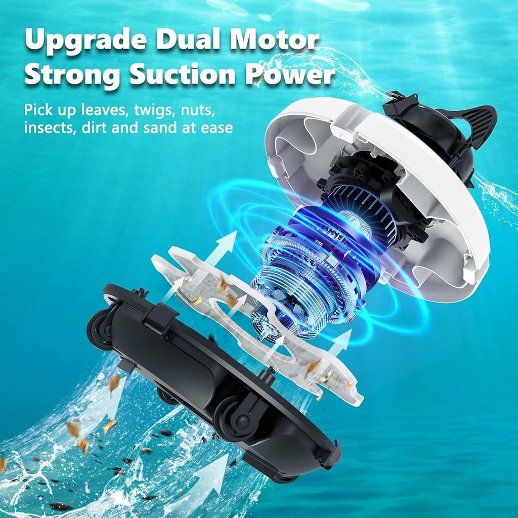 Automatic Cordless Pool Cleaners, Pool Vacuum Cleaner, Cordless Robotic Pool Cleaning with Strong Suction and Two Motors, for Above Ground & In-Ground Pools,220V