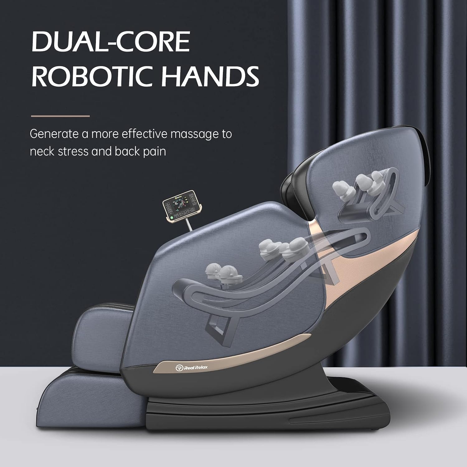 Real Relax 2022 Updated Massage Chair, Full Body Zero Gravity Shiatsu Robots Hands SL Track Massage Recliner with Bodyscan Bluetooth Heat, Favor-05