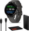 Garmin Venu 3S Advanced Fitness and Health Tracker Smartwatch with Slate Stainless Steel Bezel with Pebble Gray Case and Silicone Band 1.2 Inch AMOLED Touch Screen Display Bundle with Accessories
