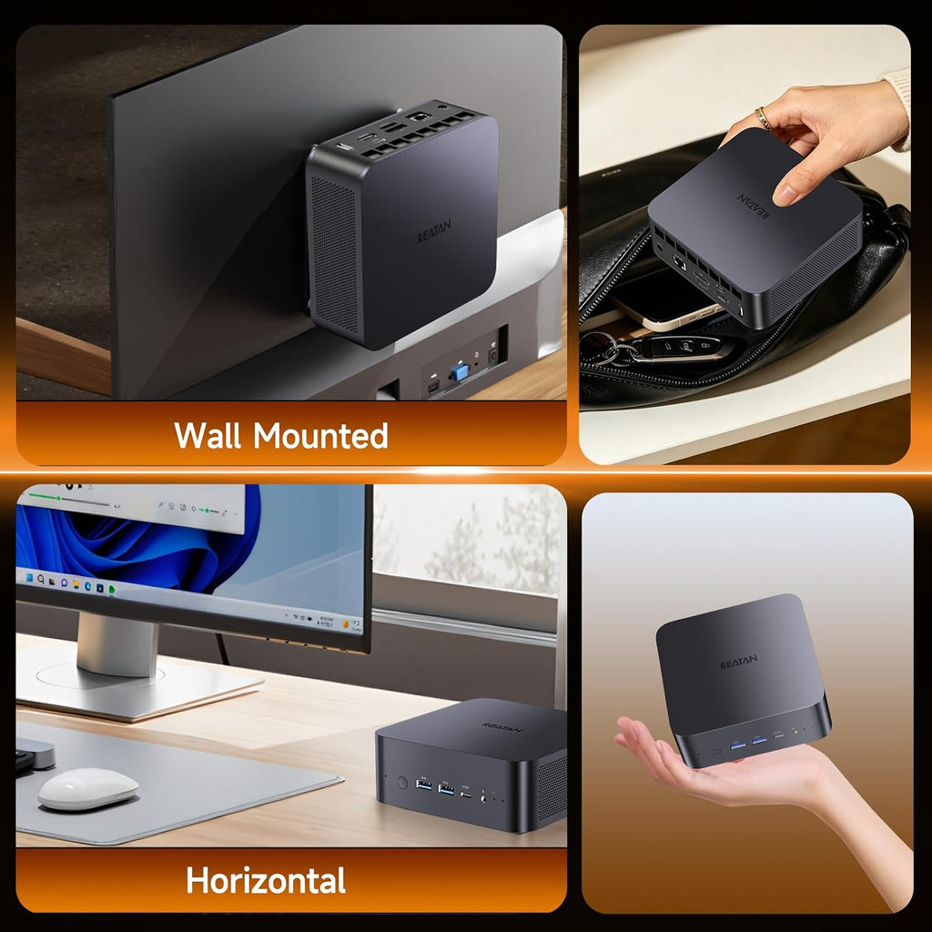 Reatan Mini PC Gaming OCuLink Radeon 780M 2600 MHz AMD Ryzen 7 255(Upgraded 8745HS) 48GB DDR5 1TB SSD RAM, Mini Computers, Built-in Dual Speakers, 2.5Gbps LAN,HDMI 2.1, 8K USB 4.0 Wi-Fi 7/BT5.4