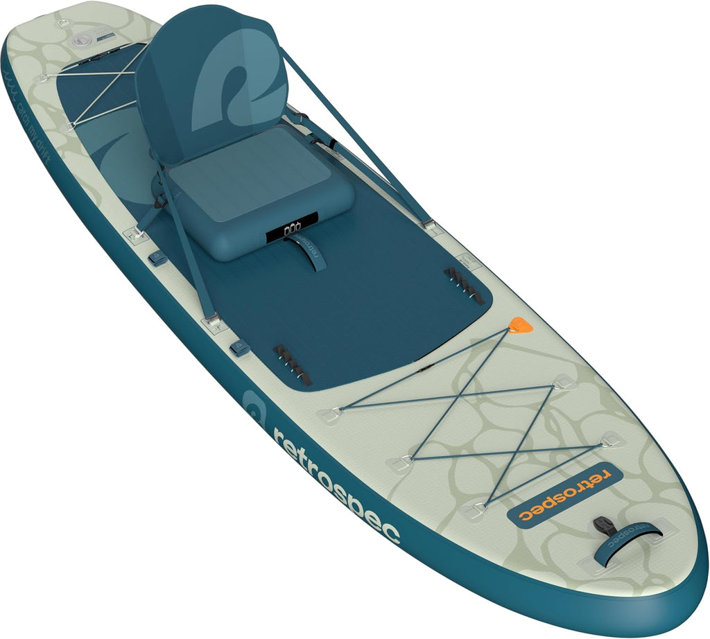 Retrospec Weekender Plus 10' Inflatable Stand Up Paddleboard Double Layer PVC iSUP Bundle w/Carrying case, 3 Piece Adjustable Aluminum Paddle, 3 Removable fins, Pump, and Cell Phone case