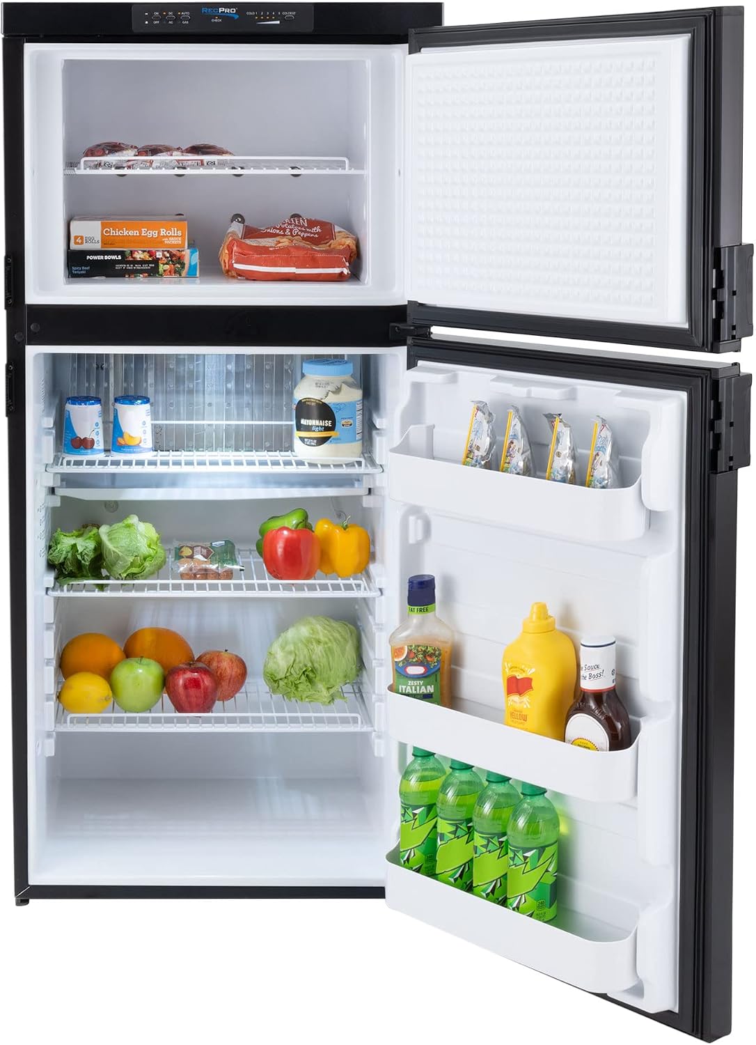 RecPro RV Refrigerator 6.3 Cubic Feet Gas and Electric | Black or Stainless Finish | 110V / 12V / Propane Gas | (Stainless Finish)