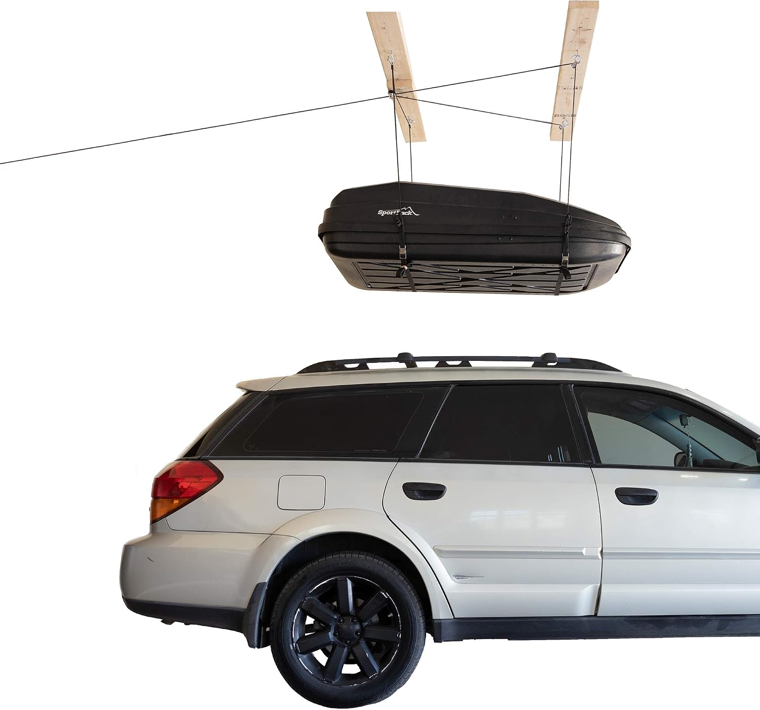 HARKEN Hoister Heavy Cargo Carrier Overhead Garage Storage 4-Point Hoist System for 145lb Carriers, Boxes, Kayaks, Canoes (145lb max load,12ft.Ceiling), Model 7803.12