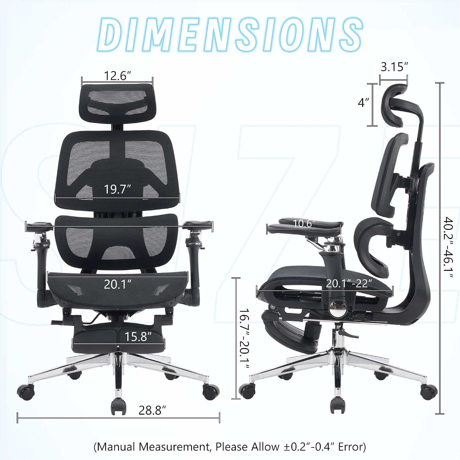 Ergonomic Office Chair with Footrest, High Back Mesh Computer Chair with Lumbar Support, 5-Level Backrest Height, 6D Flip-Up Arms for Home & Gaming Desk (Black Mesh One-piece Lumbar Support)