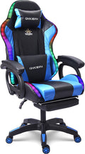 Gaming Chairs with Speakers and LED Light,Gaming Chair with Footrest and Massage Lumbar Support,Multi-Function, Gaming Chairs, Reclining Gaming Chairs, Racing Chair for Adults Teens Gamer.,Bl