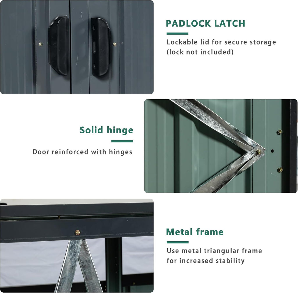 Outdoor Trash Can Storage Shed, Metal Trash Can Enclosure for 2 Trash Cans, Garbage Can Holders for Outside, Garbage Bin Storage Shed for Garden Yard Lawn (5.3 FT, Dark Gray)