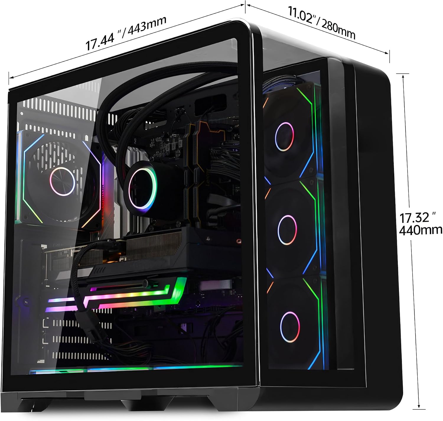Astral Plus Prebuilt Gaming Tower PC - AMD Ryzen 7 9700X 8-Core 3.8 GHz -RTX 5070 12G GDDR7-16GB DDR5 RAM 6000 MHz-1TB PCIe SSD -850W PSU- WIFI & BT-360mm ARGB AIO-Windows 11 Desktop Computer-Black