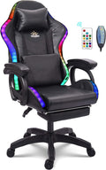 Ergonomic Massage Gaming Chair, Office Chair with Lumbar Support and Footrest, Video Gaming Chair with RGB Lights and Speakers, Adjustable Linkage Armrests and Backrest PC Chair,Black