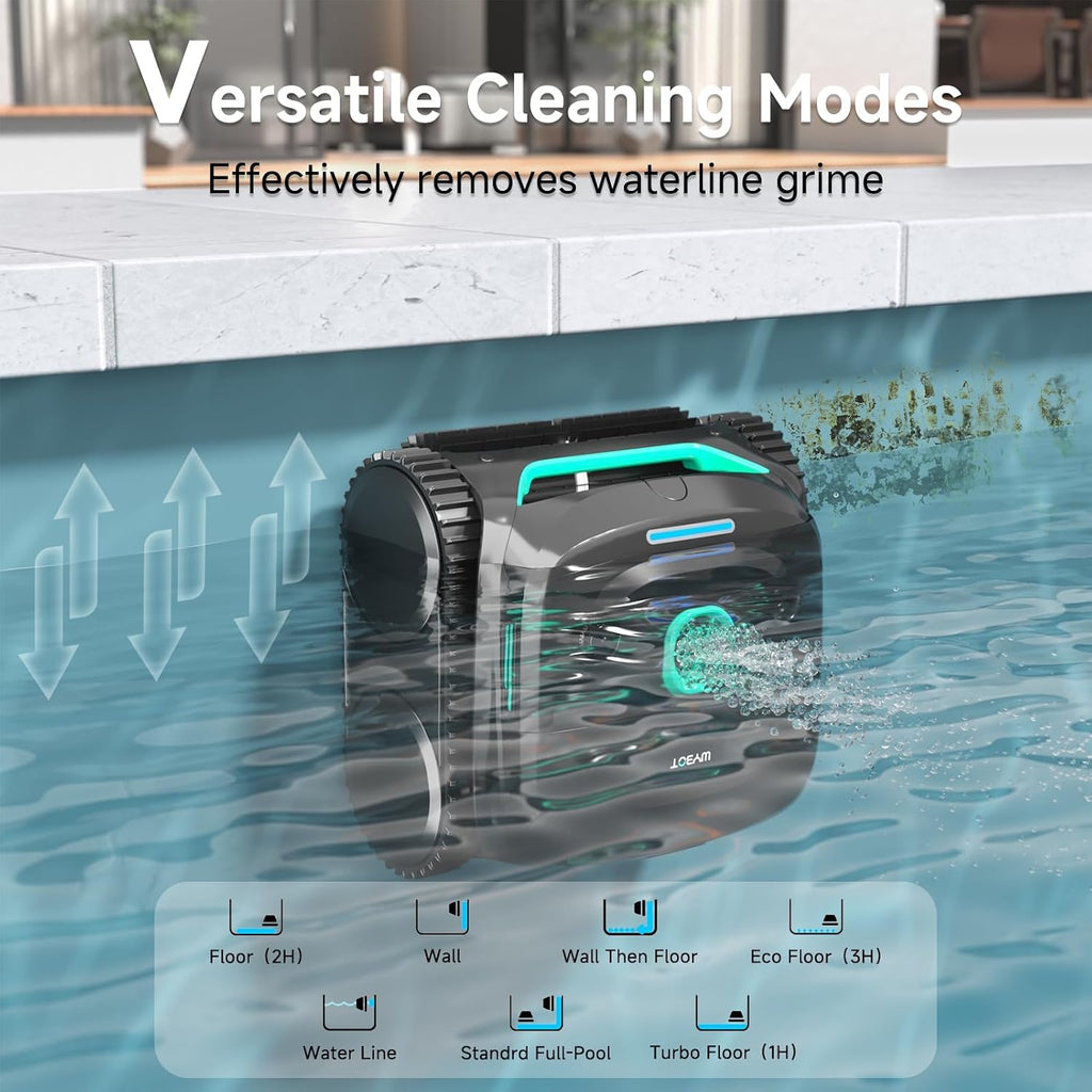 WYBOT C2 Cordless Robotic Pool Cleaner, Dual Filtration, Wall Climbing & Waterline Cleaning, App Scheduling, Smart Navigation, Pool Vacuum for Inground Pools up to 2152 Sq.ft-Black&Green