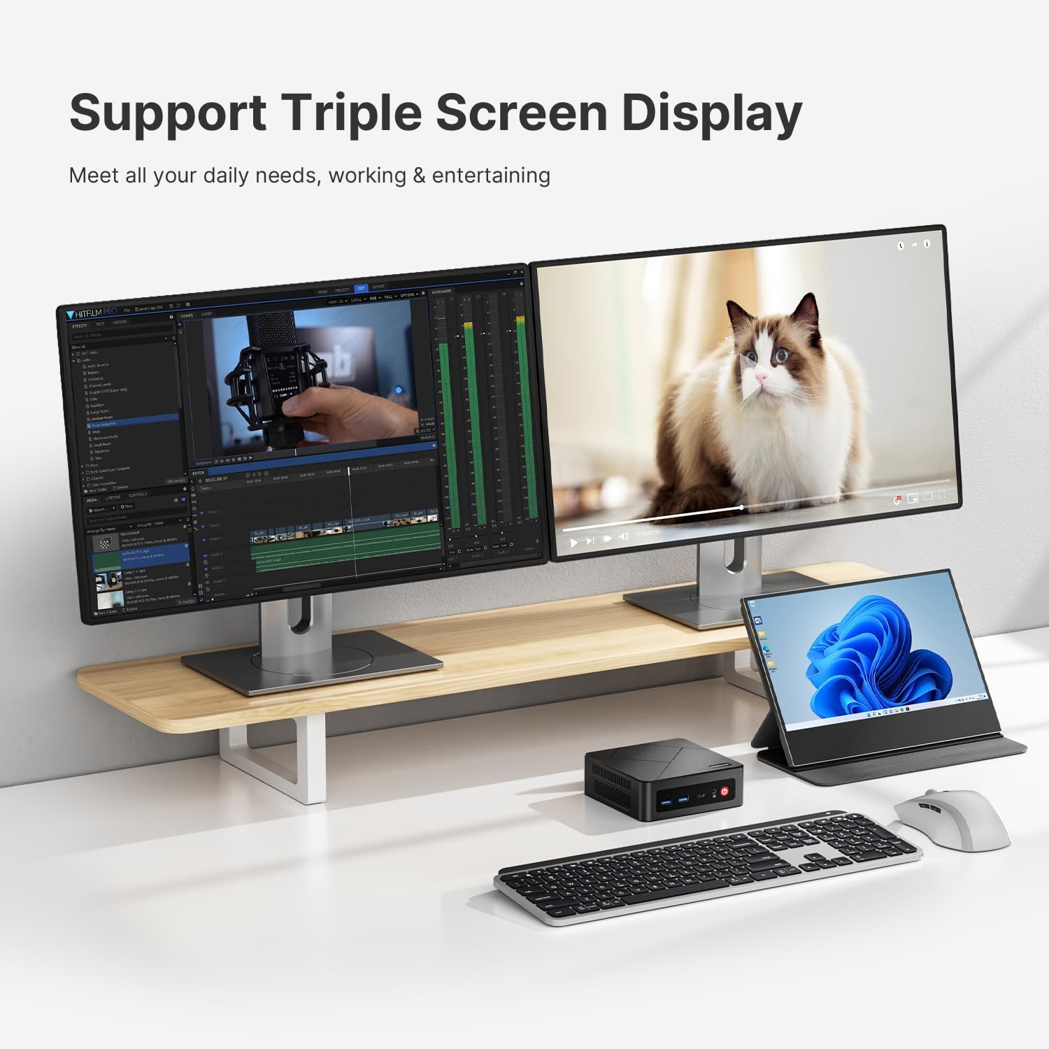 C4 Neo Mini PC 11 Pro, Ryzen 5 3500U Desktop Computer Dual 1000Mbps NIC LAN, 16GB RAM 512GB SSD Micro PC, WiFi 5, BT 5.0, Triple Display, PC for Home Theater, Office
