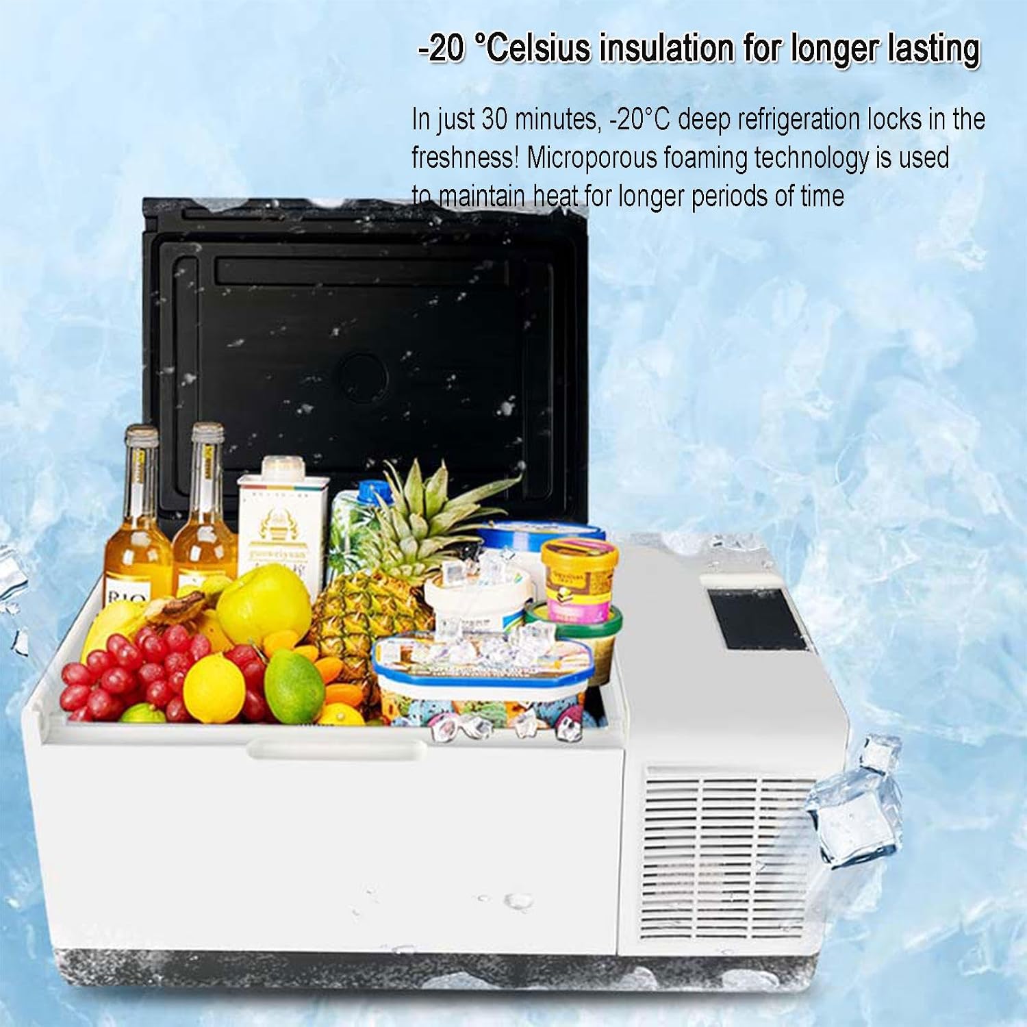 Car Refrigerator, Outdoor Compressor Car Refrigerator Portable Freezer Fridge 12V/24/V Electric Coolers for Truck Van RV Camper SUV Travel Camping Road Trips