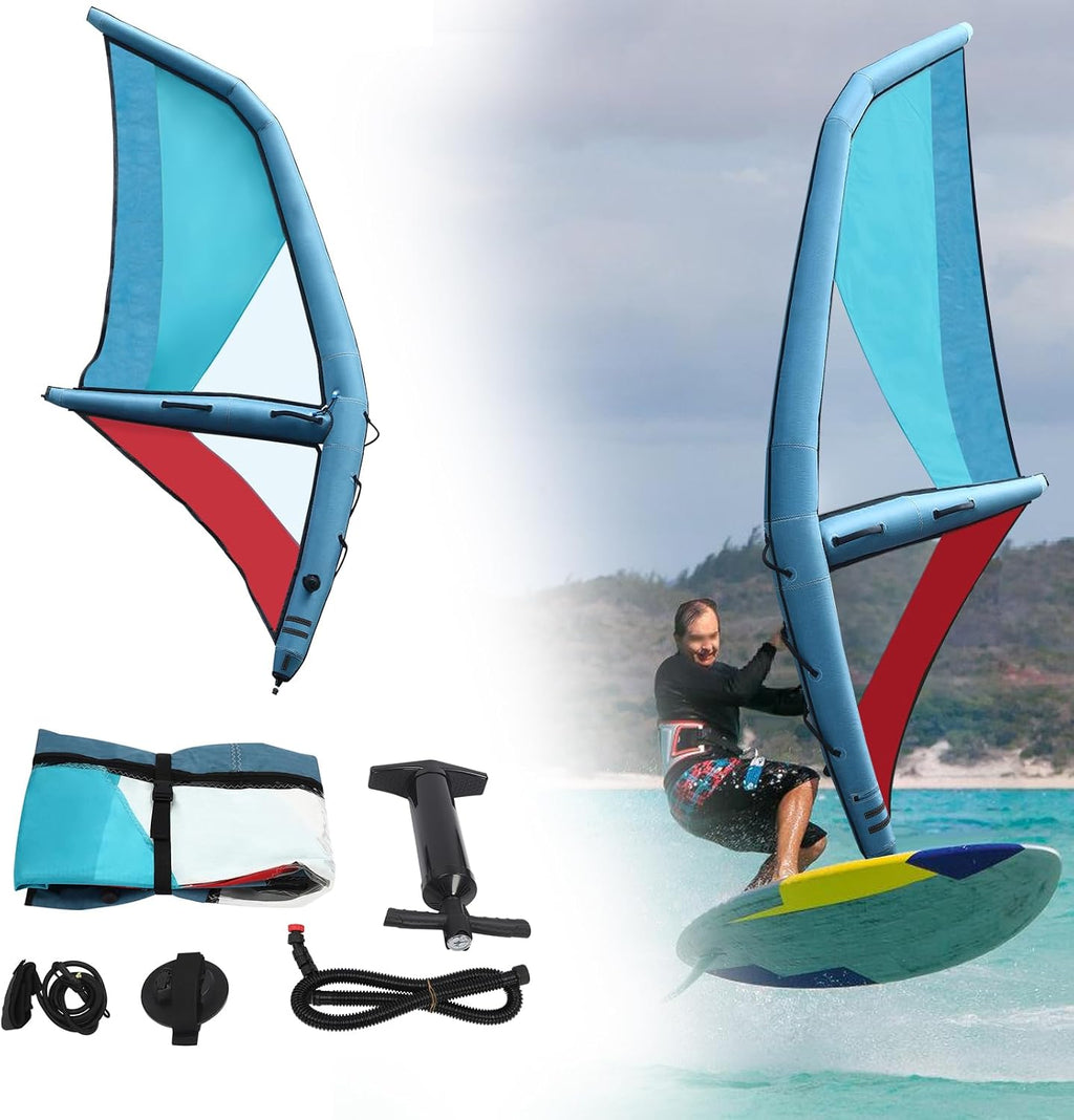 Professional Inflatable Sail, Oxford Cloth Windsurf Sail 45.21ft² Sail Area, 360° Base Rotation with Inflatable Pump for Paddle Board