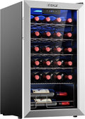 EUHOMY 25 bottle Wine Cooler Refrigerator, Freestanding Compressor Wine Fridge with Adjustable Temperature and Digital Control, Mini Fridge with Glass Door for Red White Wine, Beer, Silver