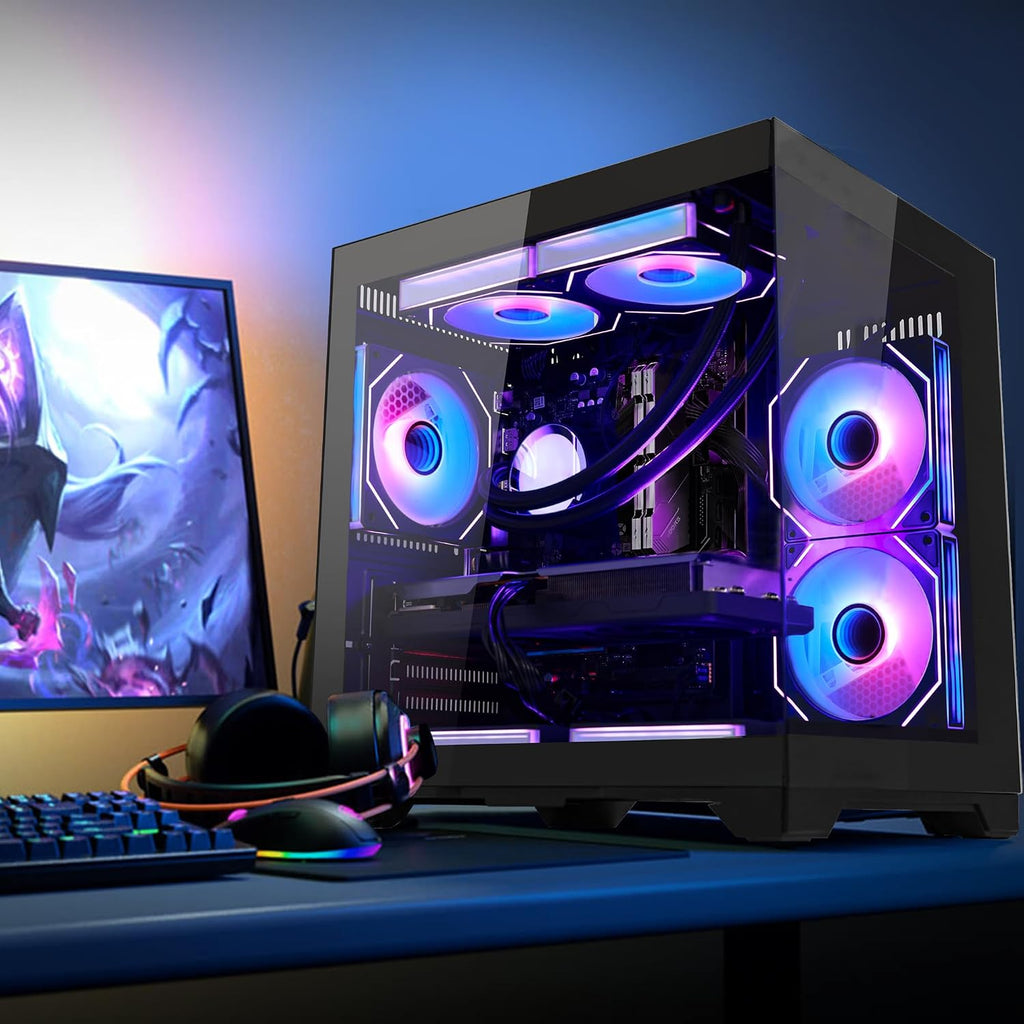 RTX 5070 12GB Gaming PC Desktop - AMD Ryzen 7 5700X 3.4 GHz, 16GB DDR4 RAM, 1TB PCIe SSD, WiFi + BT, Windows 11 -RGB Prebuilt Computer-Black