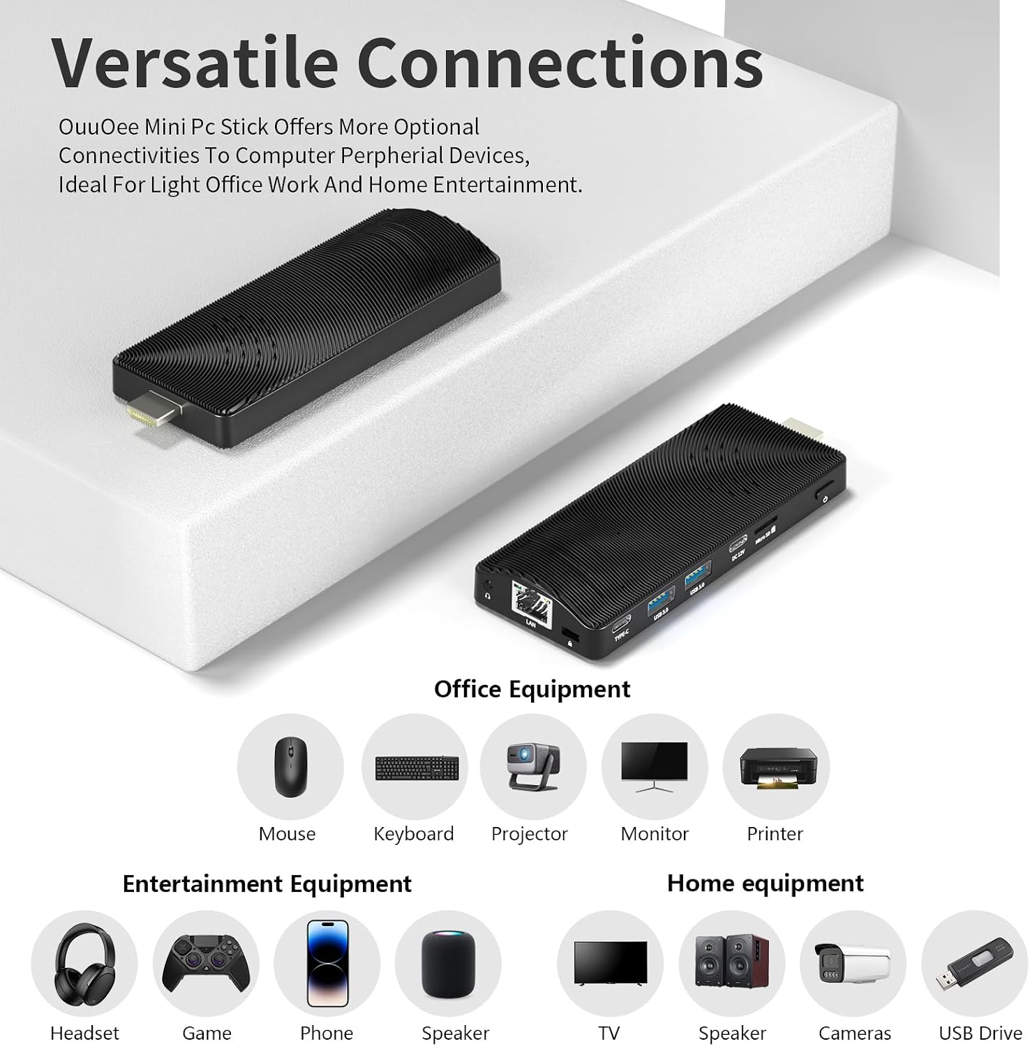 Mini PC Stick Fanless, Celeron J4105, 8GB RAM 128GB Storage, Micro Computer Stick Supports 4K 60HZ HDMI, USB PD3.0, Gigabit Ethernet, Wi-Fi 5 on Business, Industrial, Office, Media, Video