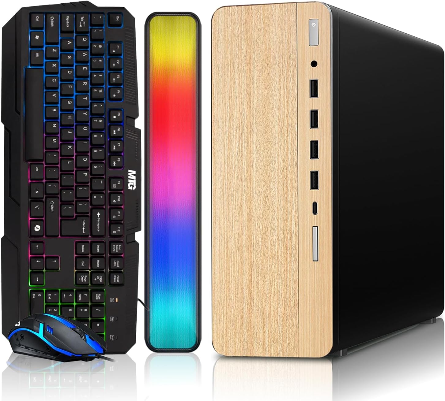 TechMagnet HP G4,Light Dual Premium Gaming Desktop Computer PC,Intel i5 Processor,GT 1030 2GB GDDR5,16GB RAM,512GB SSD,AI-Enabled RGB KBM,RGB Soundbar,Windows 11(Renewed)