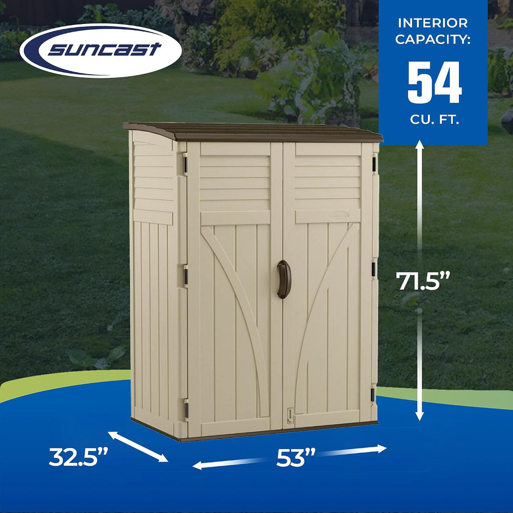 YITAHOME and Suncast Outdoor Storage Shed Bundle - 35 and 54 Cubic Foot Brown Resin Sheds