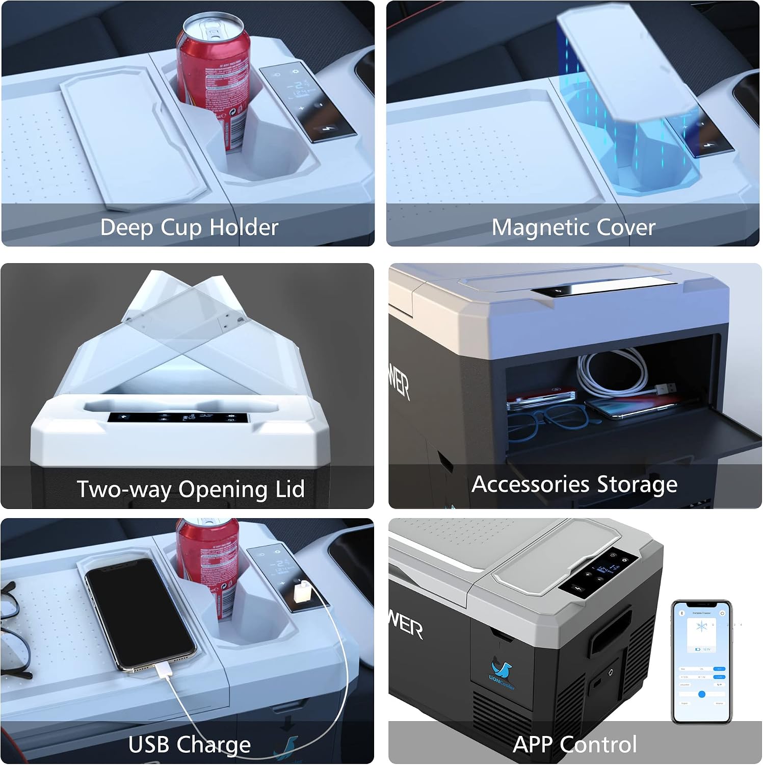 ACOPOWER&LiONCooler Mini VX18 Car Freezer, 19Qt Solar Power Refrigerator with APP Control, -4℉~68℉ Portable Fridge, 12V Cooler for Camping, Picnic, Fishing, Hiking