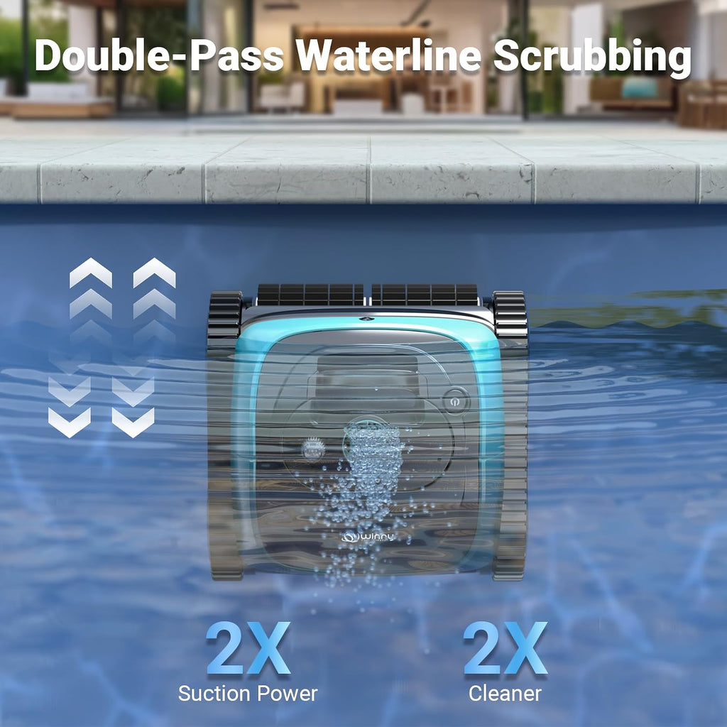Pool Vacuum for Inground Pools, 4-in-1 Cordless Robotic Pool Cleaner for Above Ground Pools,Triple-Motors,Wall & Waterline Cleaning, App Support, OTA Upgrade up to 1,614 Sq.ft (Blue Black)