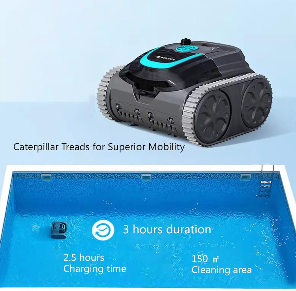 Pool Vacuum Robot with Wall Climbing, Lightweight Cordless Robotic Pool Cleaner, Pool Robot Vacuum for Inground Pools, Smart Auto Clean