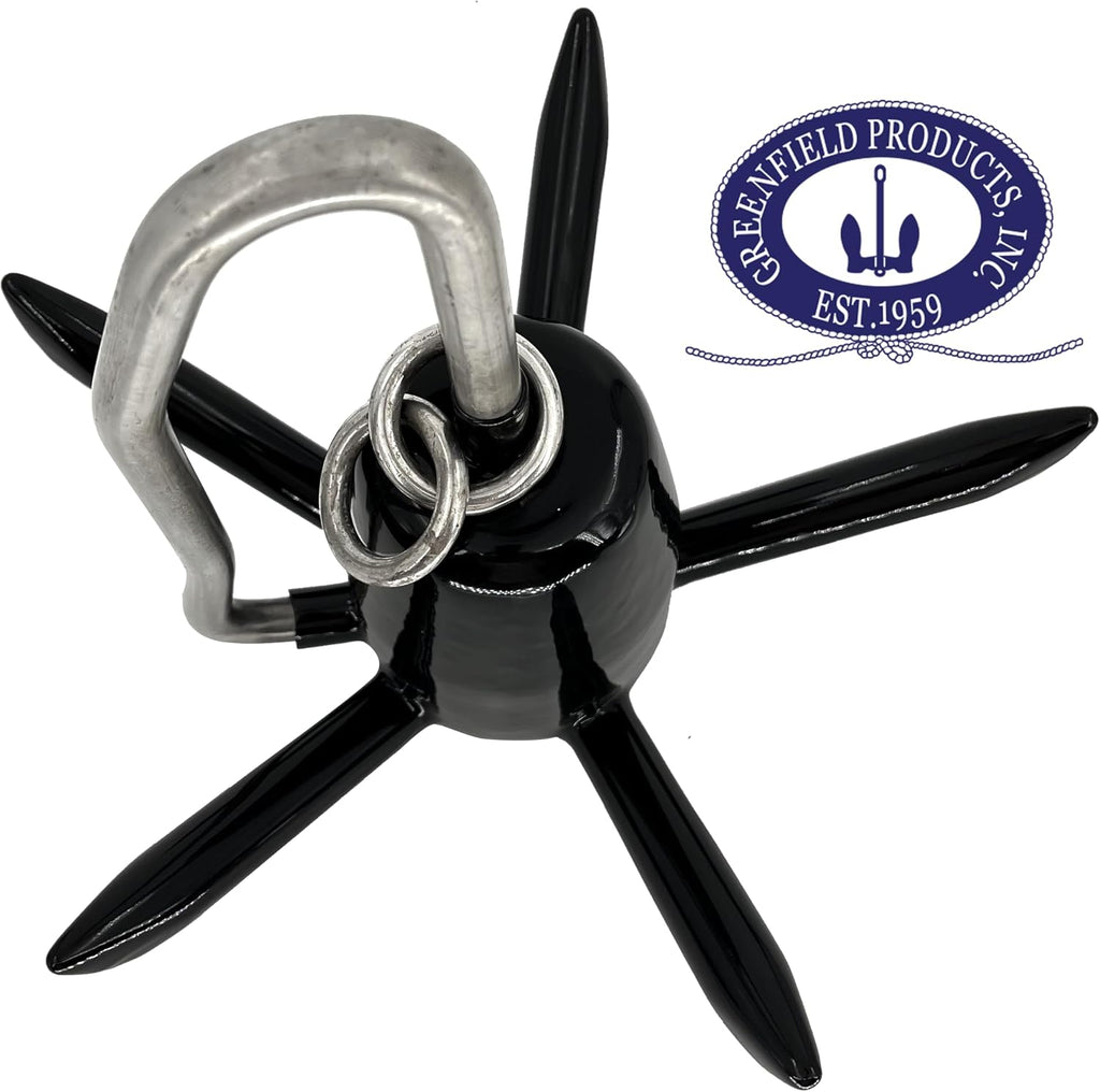 Greenfield Richter Boat Anchor Kit, Professional, Includes Spike River Anchor, 100' Anchor Rope, and Coated Anchor Chain. for Rivers, Lakes, Sand, Mud, and More