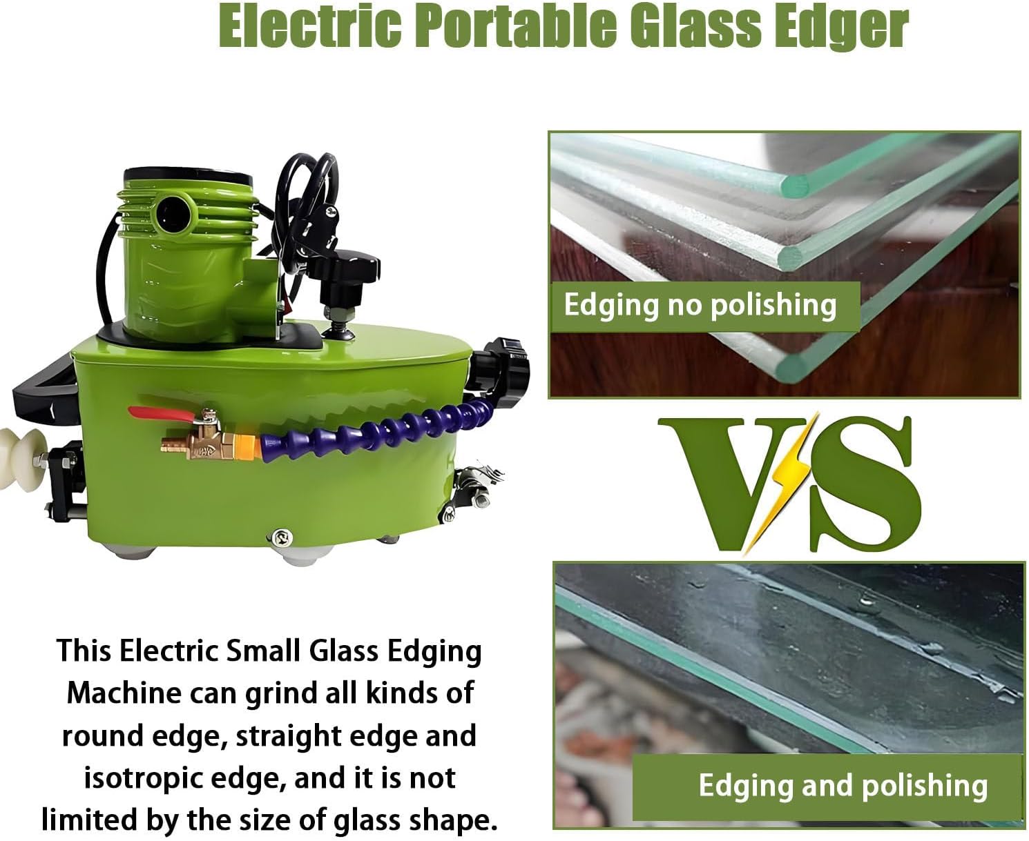 800W Portable Small Glass Edger，Electric Portable Glass Edger，8000r/min,1-3 m/min,Stainless Steel,W/2Diamond Wheels and Two Polishing Wheels 110V-Blue