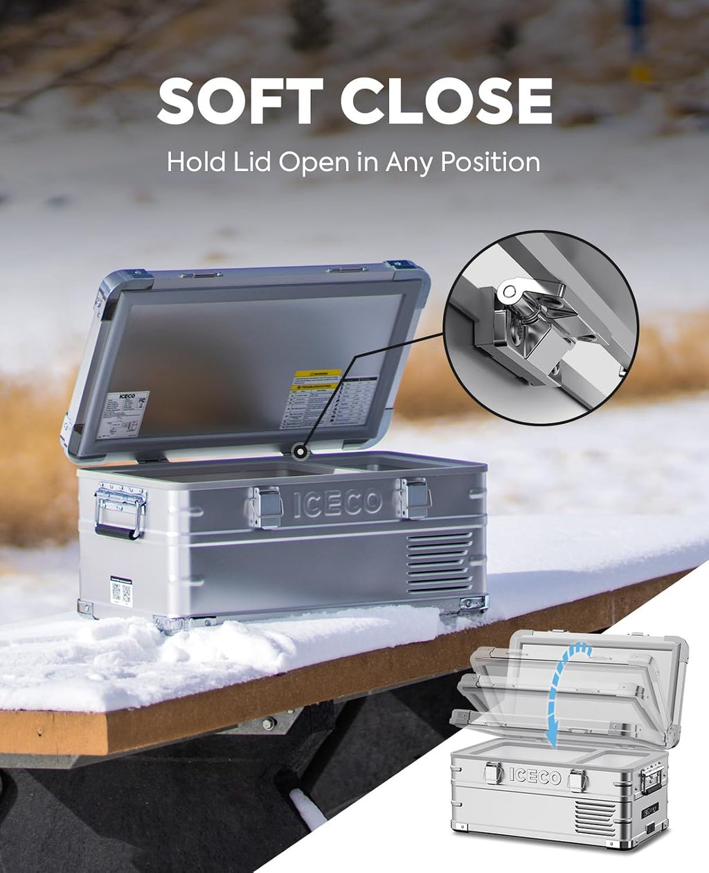 ICECO APL20 12 Volt Refrigerator, 21 Qts Aluminum Portable Freezer, Electric Cooler with SECOP Nano Compressor, Single Zone Car Fridge for Travel, Camping, -4℉~68℉, Powered by AC/DC or Solar