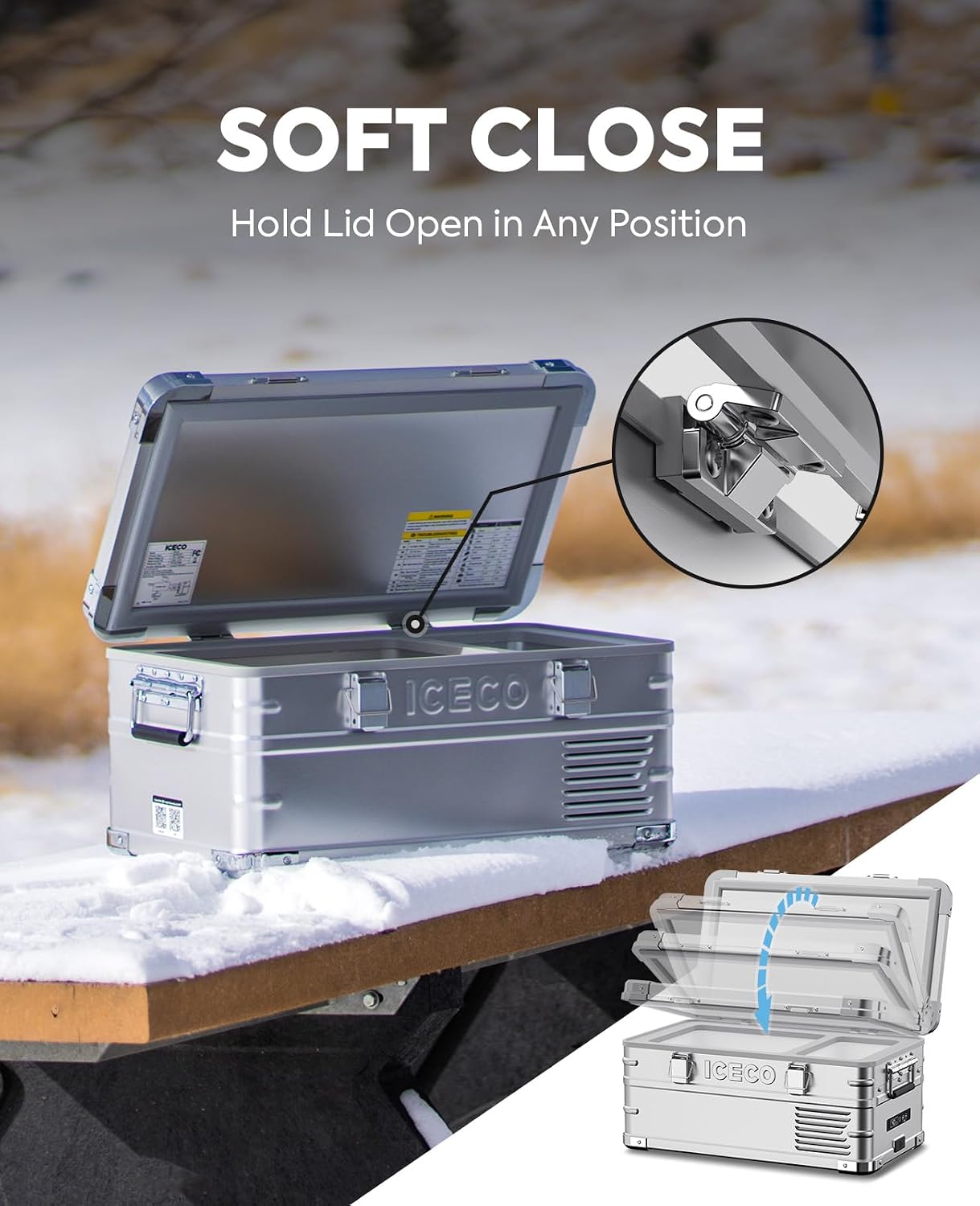 ICECO APL20 12 Volt Refrigerator, 21 Qts Aluminum Portable Freezer, Electric Cooler with SECOP Nano Compressor, Single Zone Car Fridge for Travel, Camping, -4℉~68℉, Powered by AC/DC or Solar