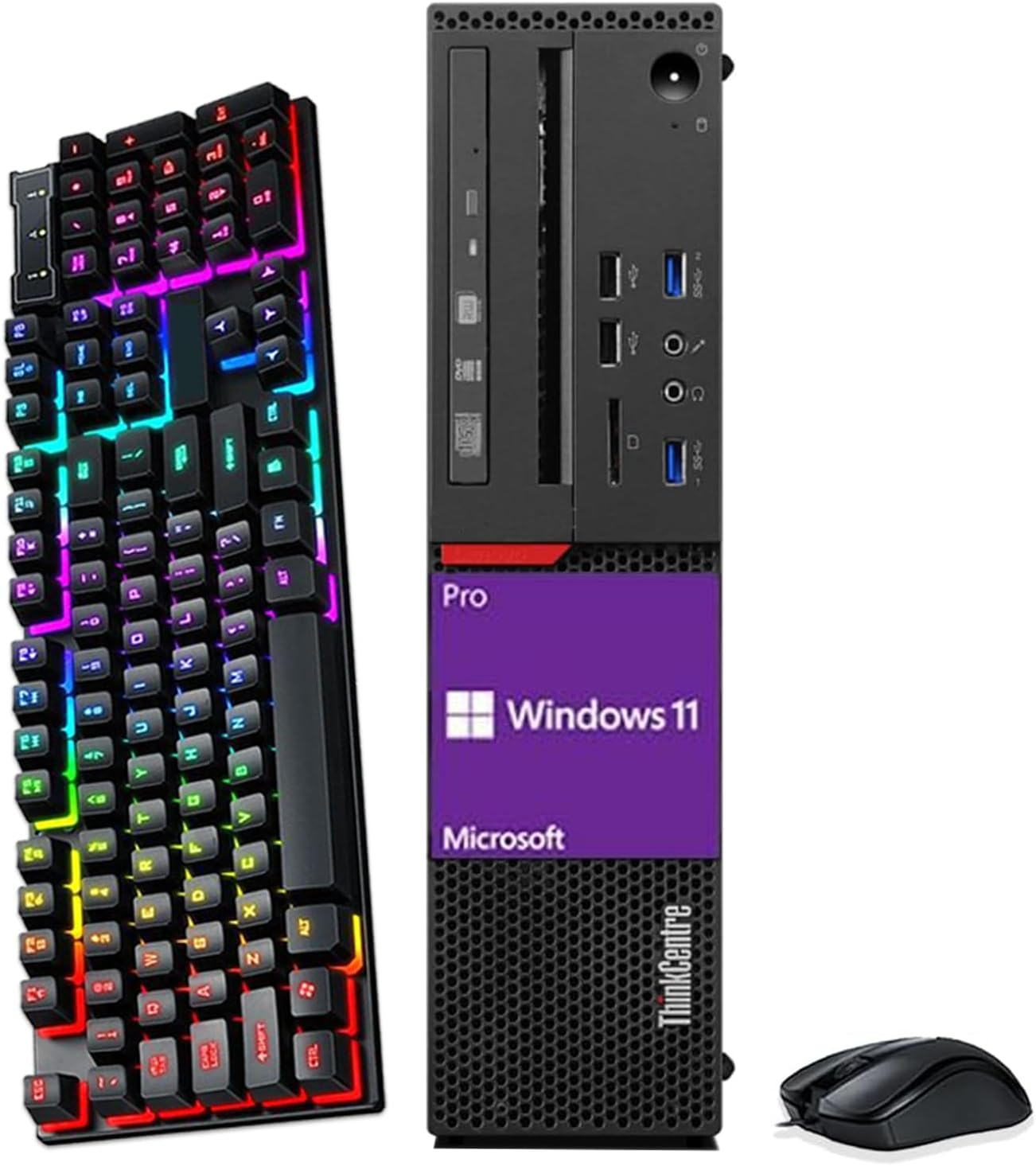 Lenovo ThinkCentre M700 SFF Desktop Computer, 6th Gen Dual Core i3-6100 3.7GHz, 16GB DDR4 RAM 480GB SSD, VGA, DisplayPort, Keyboard & Mouse, WiFi, BT, Windows 11 Pro (Renewed)