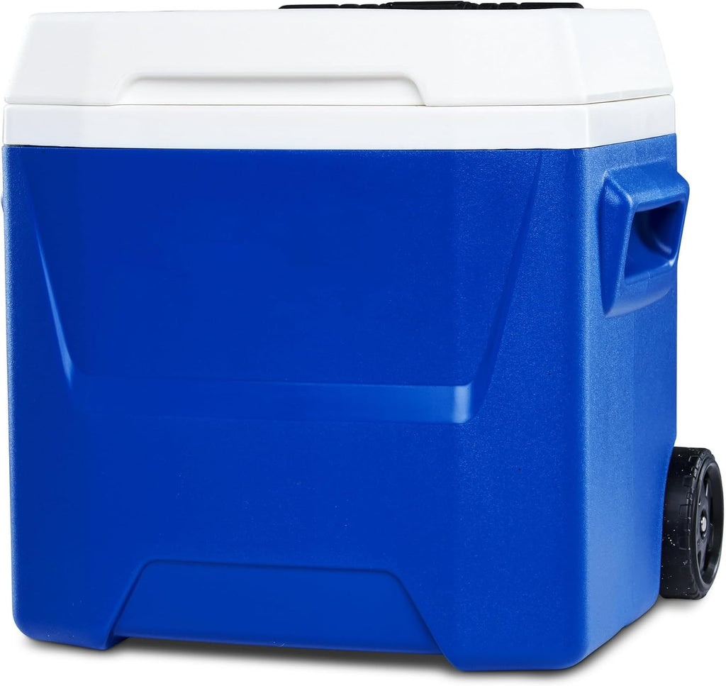 16 QT Hard Sided Ice Chest Cooler with Wheels and Handle,Portable Wheeled Plastic Coolers to Keep Food Fresh or Drinks,Insulated Container,Classic Outdoor Cooling Storage Box (Blue)